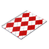 Preppy Argyle Tartan Diamond Plaid Rood Wit Notitieboek (Linkerzijde)