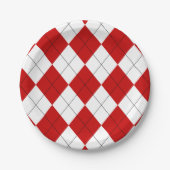 Preppy Argyle Tartan Diamond Plaid Rood Wit Papieren Bordje (Voorkant)