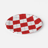 Preppy Argyle Tartan Diamond Plaid Rood Wit Papieren Bordje (Gekanteld)
