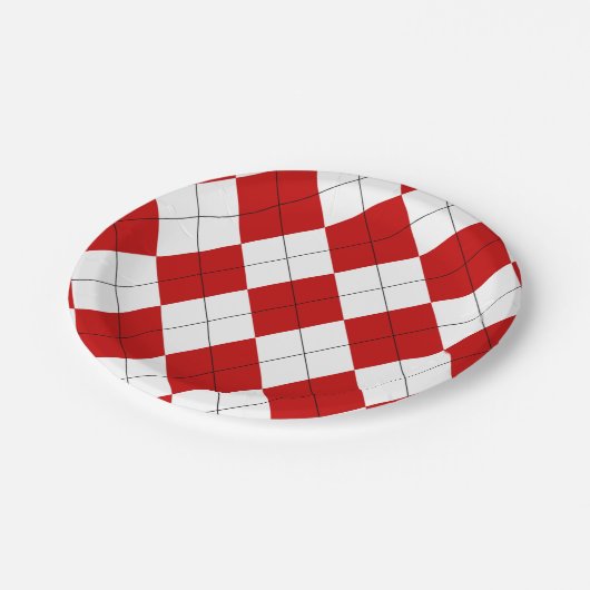Preppy Argyle Tartan Diamond Plaid Rood Wit Papieren Bordje (Gekanteld)