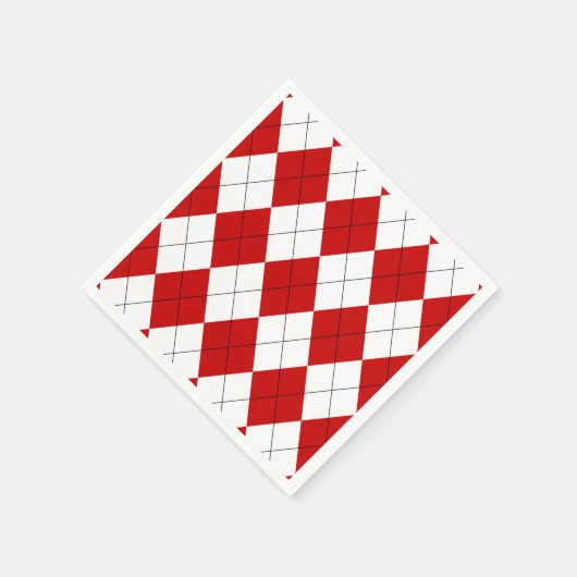 Preppy Argyle Tartan Diamond Plaid Rood Wit Servet (Hoek)