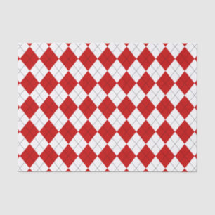 Preppy Argyle Tartan Diamond Plaid Rood Wit Tissuepapier