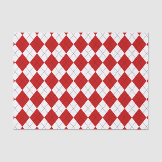 Preppy Argyle Tartan Diamond Plaid Rood Wit Tissuepapier (Voorkant)