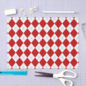 Preppy Argyle Tartan Diamond Plaid Rood Wit Tissuepapier (Craft)