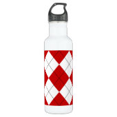 Preppy Argyle Tartan Diamond Plaid Rood Wit Waterfles (Voorkant)