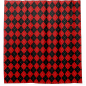 Preppy Argyle Tartan Diamond Plaid Rood Zwart Douchegordijn (Voorkant)