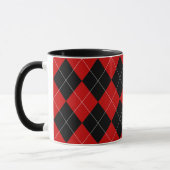 Preppy Argyle Tartan Diamond Plaid Rood Zwart Mok (Links)
