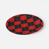 Preppy Argyle Tartan Diamond Plaid Rood Zwart Papieren Bordje (Gekanteld)