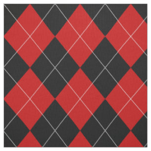 Preppy Argyle Tartan Diamond Plaid Rood Zwart Stof