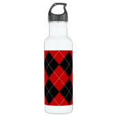 Preppy Argyle Tartan Diamond Plaid Rood Zwart Waterfles (Voorkant)
