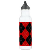 Preppy Argyle Tartan Diamond Plaid Rood Zwart Waterfles (Rechts)