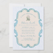 Preppy Baby Boy Blue Grandmillennial Baby Shower Kaart (Voorkant)