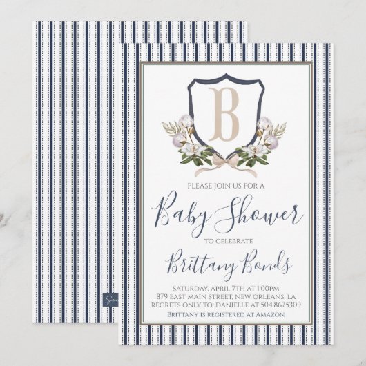 Preppy Baby Boy Katoen Douche Uitnodiging (Voorkant / Achterkant)