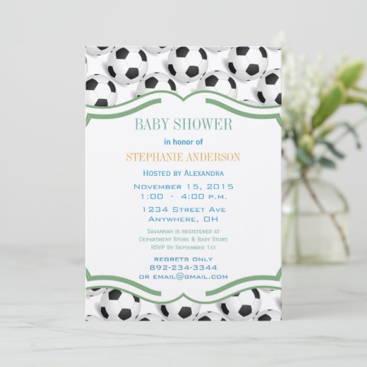 Preppy Baby Boy Soccer Shower Kaart (Staand voorkant)
