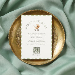 Preppy Baby Carriage Grandmillennial Baby Shower Informatiekaartje