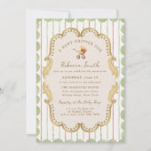 Preppy Baby Carriage Grandmillennial Baby Shower Kaart (Voorkant)