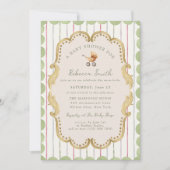 Preppy Baby Carriage Grandmillennial Baby Shower Kaart (Voorkant)