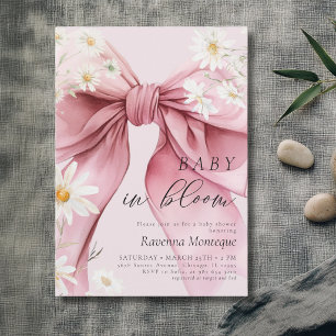 Preppy Baby in Bloom Madeliefje Roze Strik Baby Sh Kaart