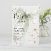 Preppy Baby in Bloom Sage Boog Daisybabyshower Kaart (Staand voorkant)