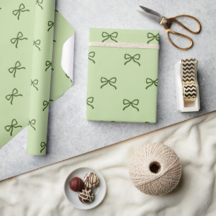Preppy Baby Meisje Shower Chic Groen Strik Patroon Cadeaupapier