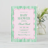 Preppy Baby shower Invitation Kaart (Staand voorkant)