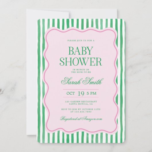 Preppy Baby shower Invitation Kaart (Voorkant)