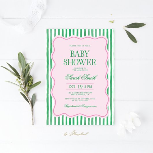 Preppy Baby shower Invitation Kaart