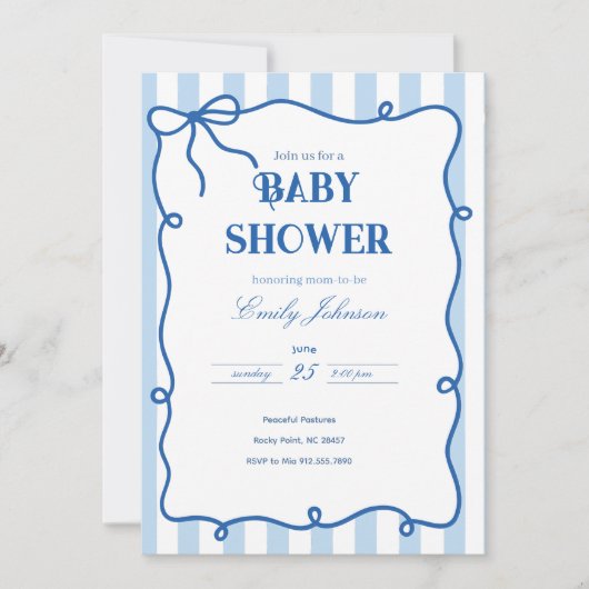 preppy babyshower uitnodiging (Voorkant)