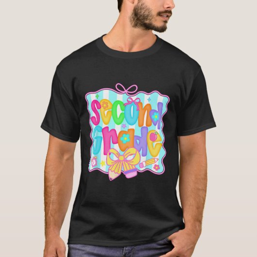 Preppy Back To School 2nd Grade Coquette Bow Girls T-shirt (Voorkant)