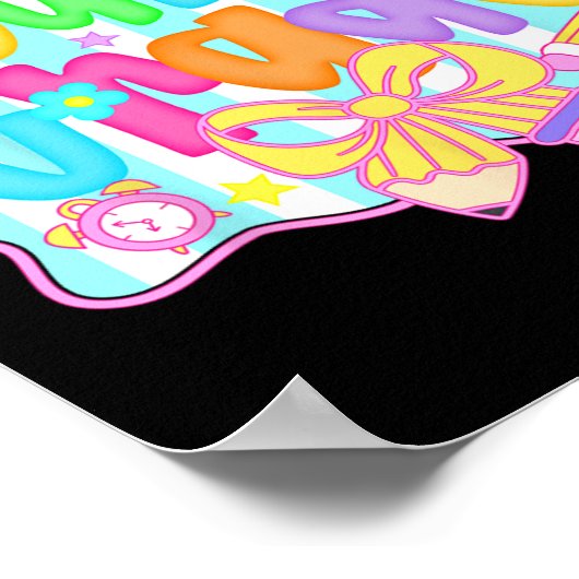 Preppy Back To School 4th Grade Coquette Bow Girls Poster (Hoek)