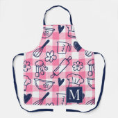 Preppy Baking Pink Gingham Recipe Schort (Voorkant)