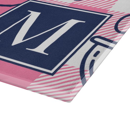 Preppy Baking Pink Gingham  Snijplank (Hoek)