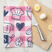 Preppy Baking Pink Gingham  Theedoek (Quarter Fold)