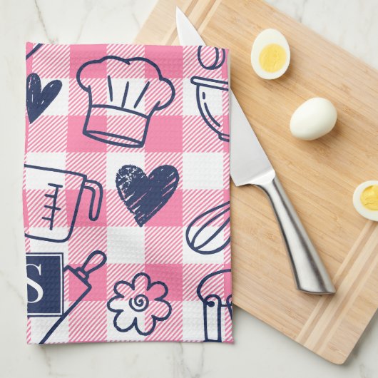 Preppy Baking Pink Gingham Theedoek (Quarter Fold)