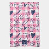 Preppy Baking Pink Gingham Theedoek (Verticaal)