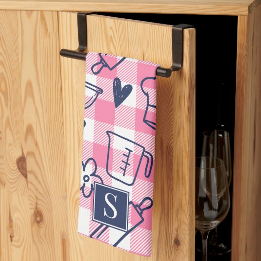 Preppy Baking Pink Gingham Theedoek (Derde Gevouwen)