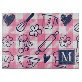 Preppy Baking Roze Gingham Snijplank