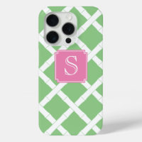 Preppy Bamboe Trellis Patroon Appel Groen en Roze