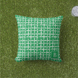 Preppy Bamboo – Groen Kust Monogram Buitenkussen