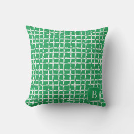 Preppy Bamboo – Groen Kust Monogram  Buitenkussen