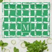 Preppy Bamboo – Groen Kust Monogram Theedoek (Gevouwen)