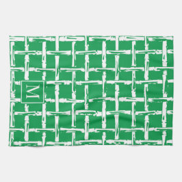 Preppy Bamboo – Groen Kust Monogram Theedoek