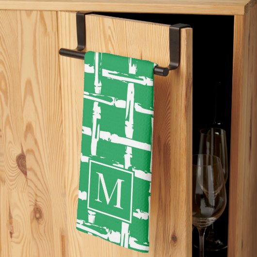 Preppy Bamboo – Groen Kust Monogram Theedoek (Derde Gevouwen)