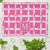 Preppy Bamboo – Hot Roze Kust Monogram Theedoek (Gevouwen)