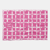 Preppy Bamboo – Hot Roze Kust Monogram Theedoek (Horizontaal)