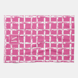 Preppy Bamboo – Hot Roze Kust Monogram Theedoek