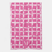 Preppy Bamboo – Hot Roze Kust Monogram Theedoek (Verticaal)
