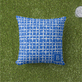 Preppy Bamboo – Koninklijk Blauw Coast Monogram Buitenkussen