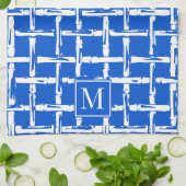Preppy Bamboo – Koninklijk Blauw Coastmonogram Theedoek (Gevouwen)