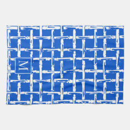 Preppy Bamboo – Koninklijk Blauw Coastmonogram Theedoek